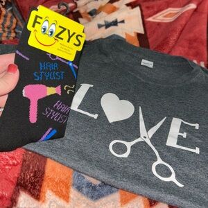 Gildan Gray Short Sleeve Tee with Love Scissors Design
